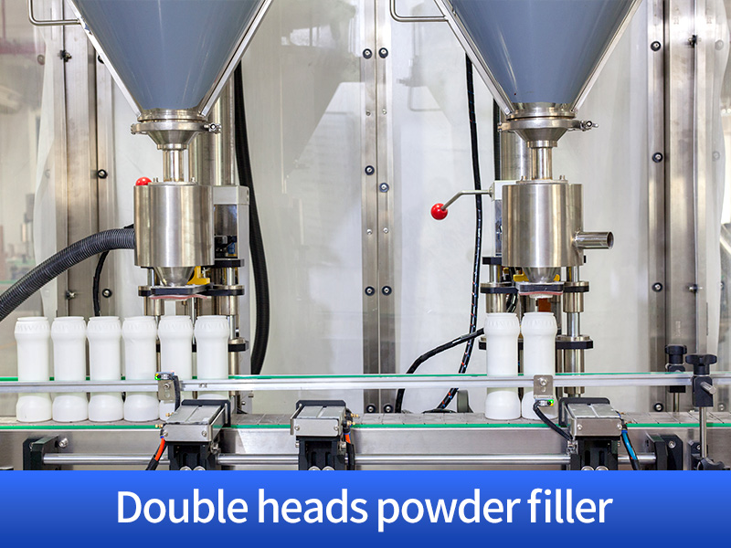 High accuracy Double Head Can Filling Capping Labeling Machine Line For Powder