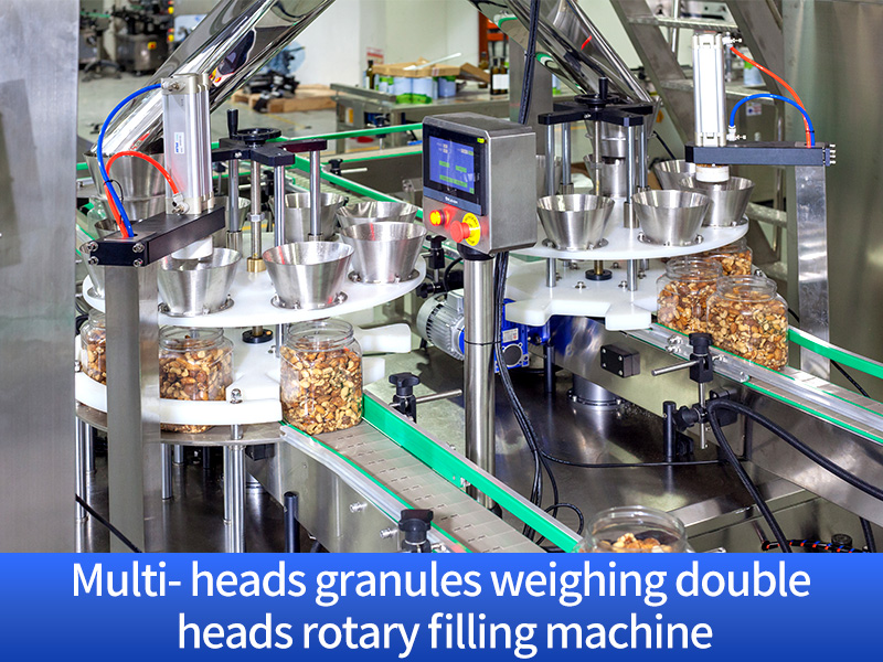 Fully Automatic Bottle Tin Jar Granule Filling Capping Labeling Machine Line