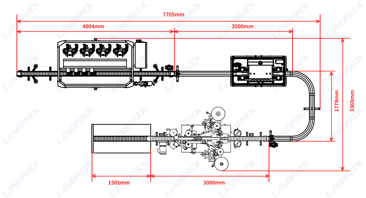 Fully Automatic 4 Heads Tracking Type Liquid Filling Capping Labeling Line Machine