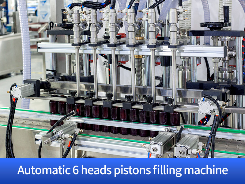 Fully Automatic 6 Heads Piston Pump Filling Machine Line With Inject Printer
