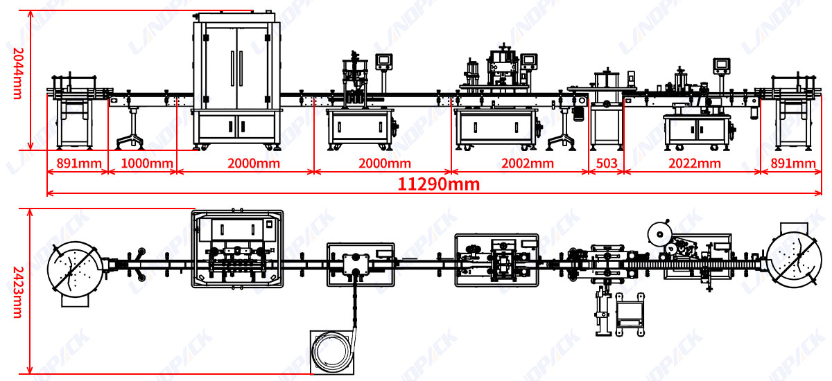 Automatic Liquid Filling Capping Labeling Line With Coding Machine