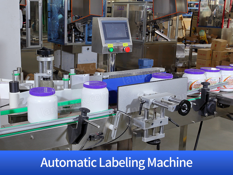Automatic Dry Powder Bottle Filling Capping Sealing And Labeling Machine Line