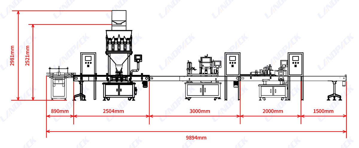 Automatic 4 Heads Grain Granule Particle Bottles Weighing Filling Machine With Capping Machine