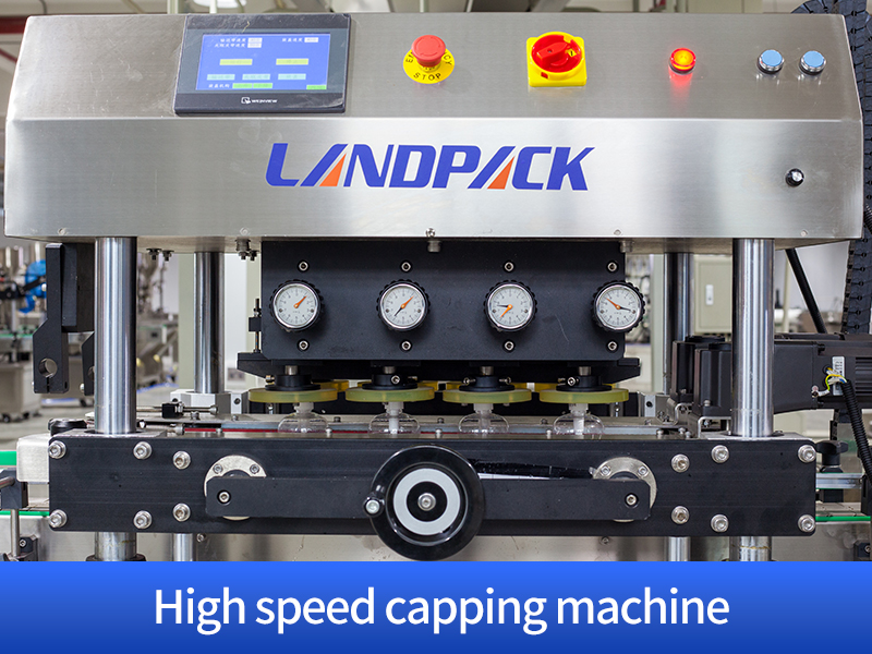 Fully Automatic 4 Heads Liquid Bottle Pistion Pump Filling Capping And Labeling Line