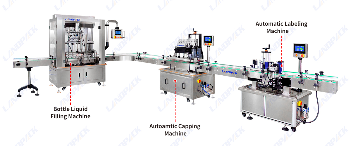 Automatic L Type Liquid Filling Capping Labeling Line With Coding Machine