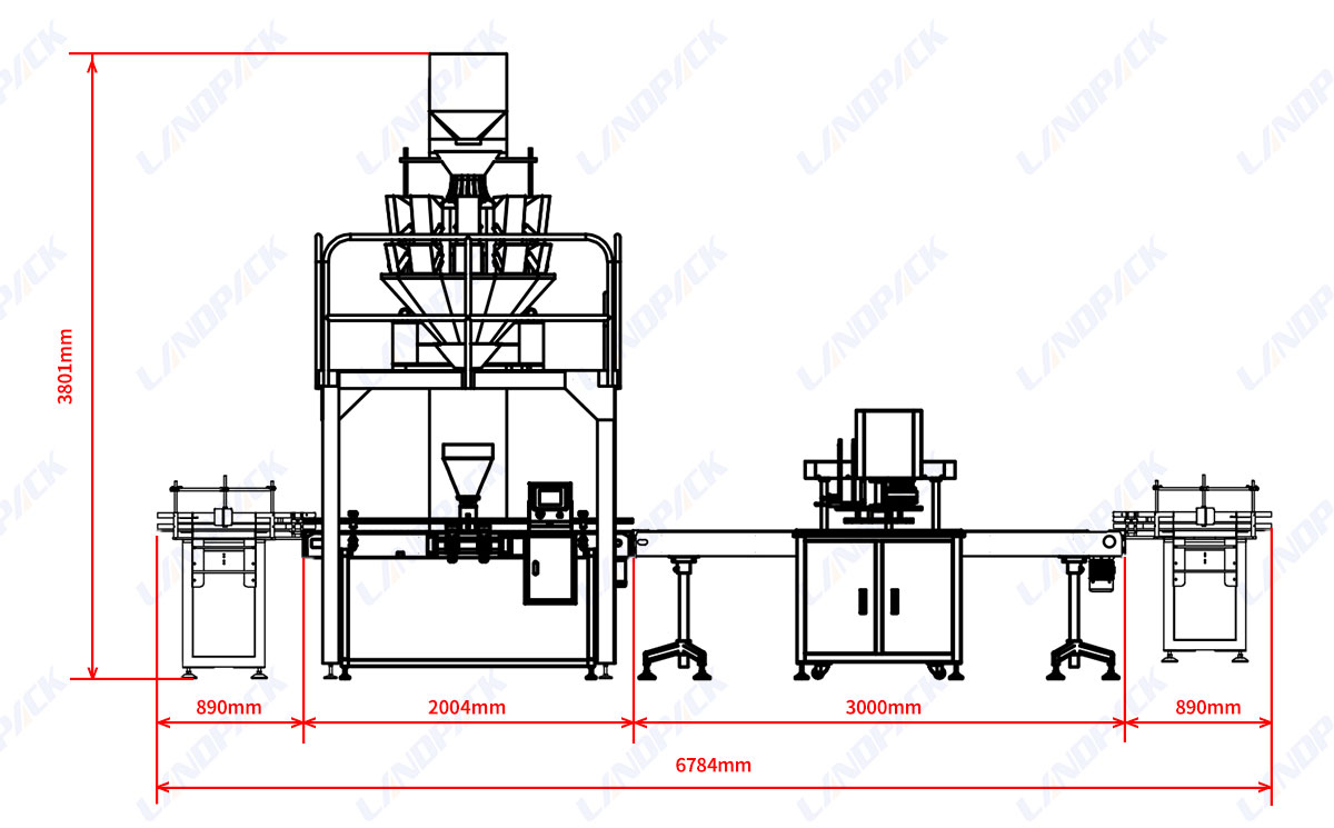 Automatic Multi Heads Weigher Solid Product Filling Canning Sealing Machine Line