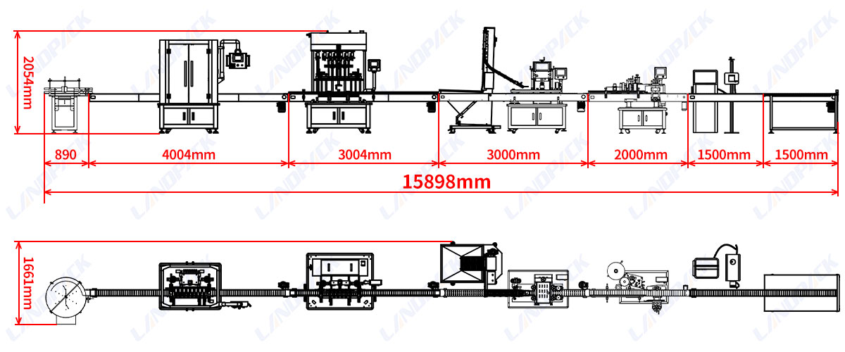 Automatic Liquid Bottle Glass Filling Capping And Labeling Line