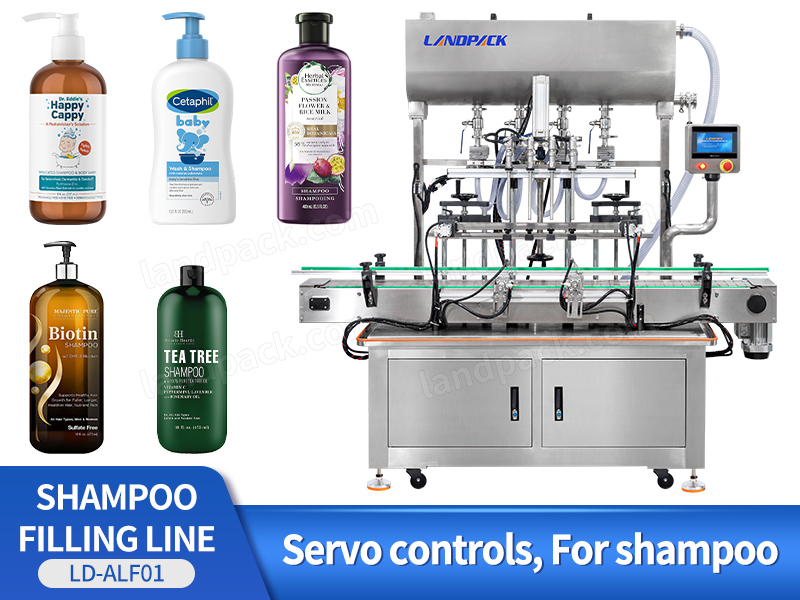 Servo Control 4 Heads Gear Pump Shampoo Bottle Filling Machine