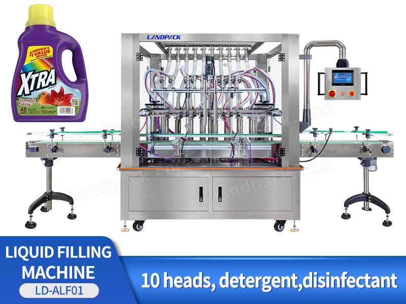 Automatic 10 Heads Detergent Liquid Piston Pump Viscous Liquid Filling Machine