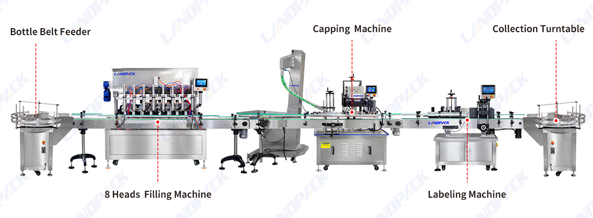 Automatic Ghee Cooking Oil Sauce Jar Bottles Filling Capping Labeling Machine Line