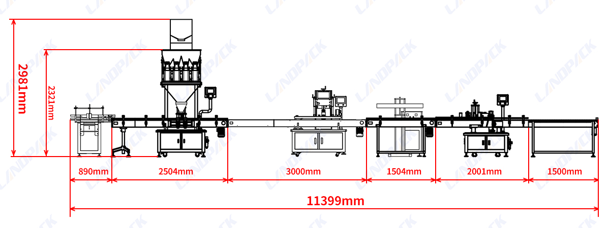 Automatic 4 Heads Grain Granule Particle Bottles Weighing Filling Capping Machine Line