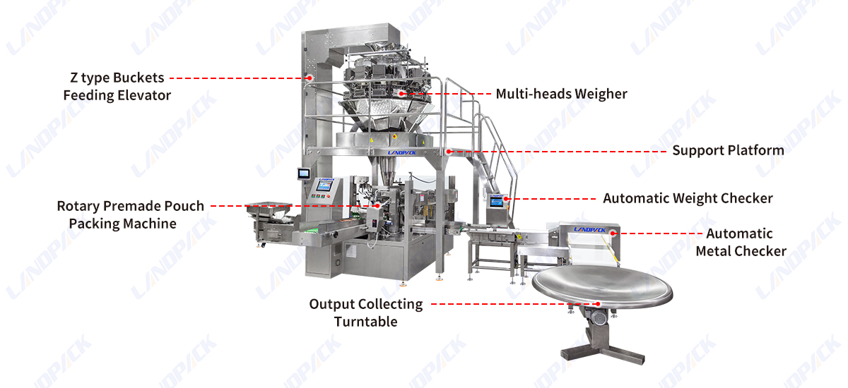 Fully Automatic Granule Rotary Doypack Premade Pouch Packing Machine