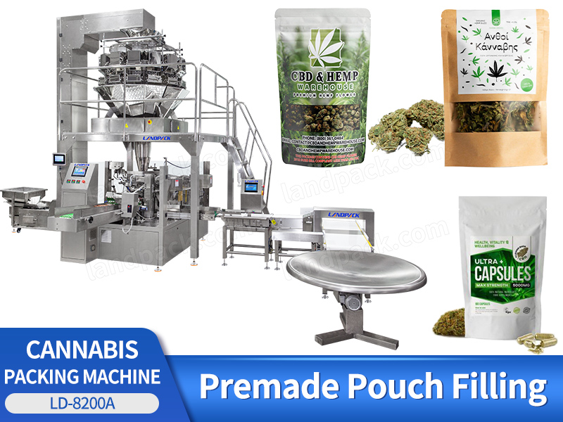 Fully Automatic Cannabis Rotary Doypack Premade Pouch Packing Machine