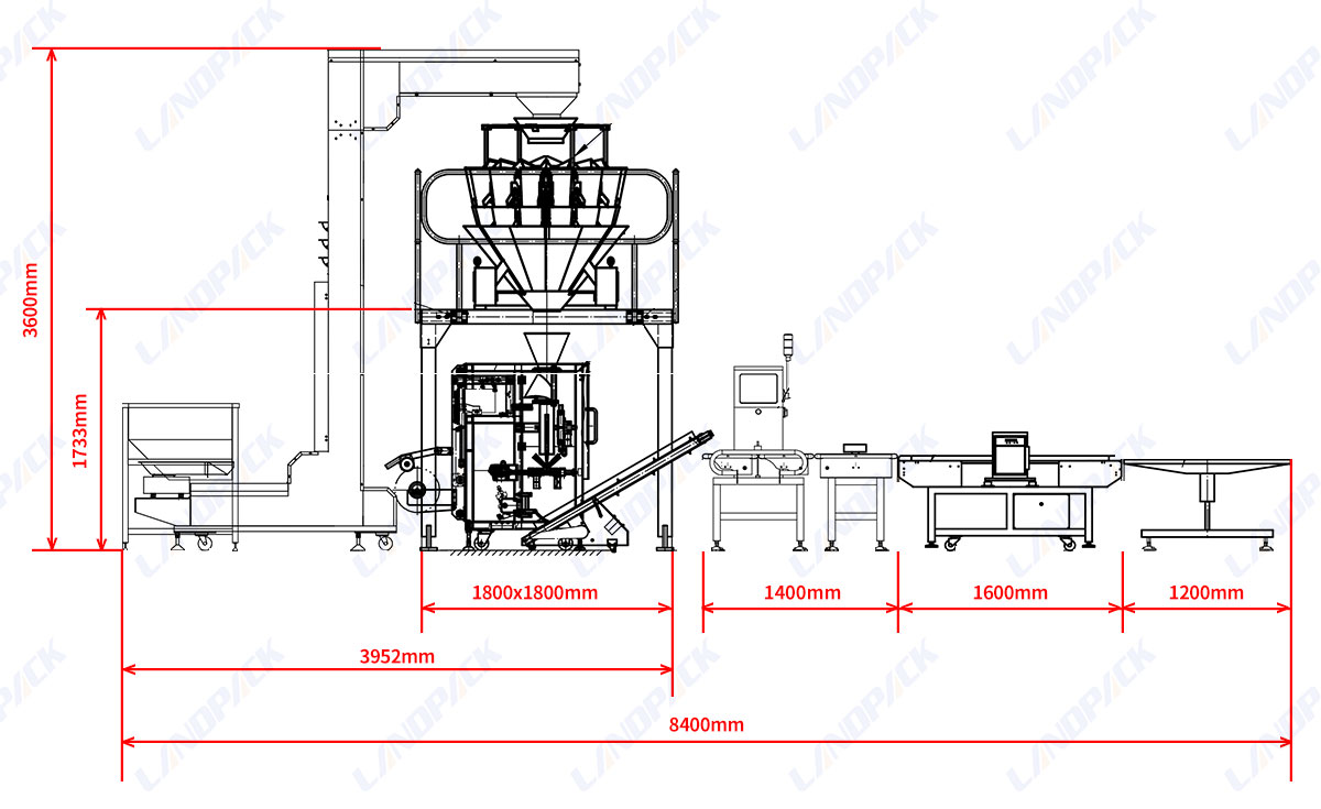 Automatic Dried Fruit Vertical Packing Machine With Metal Detector And Weight Selection Scale