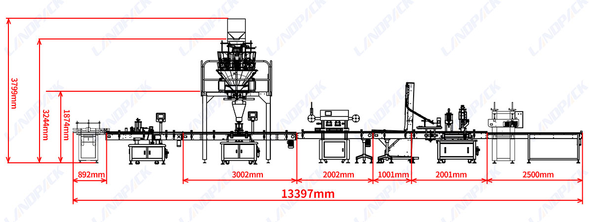 High Speed Square Round Bottle Granule Flaky Filling Packing Machine Line