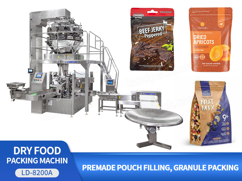 Fully Automatic Dry Food Rotary Doypack Premade Zipper Pouch Packing Machine