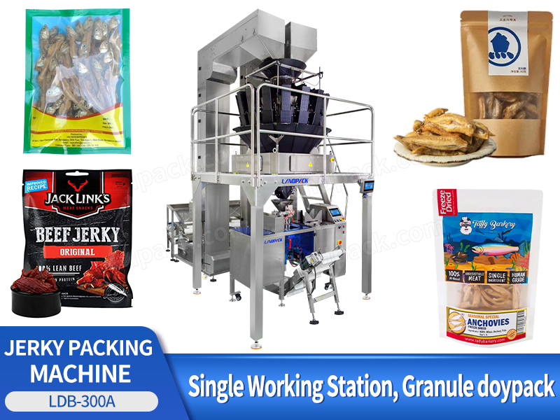 Fully Automatic Beef Jerky Biltiong Mini Doypack Premade Pouch Packing Machine