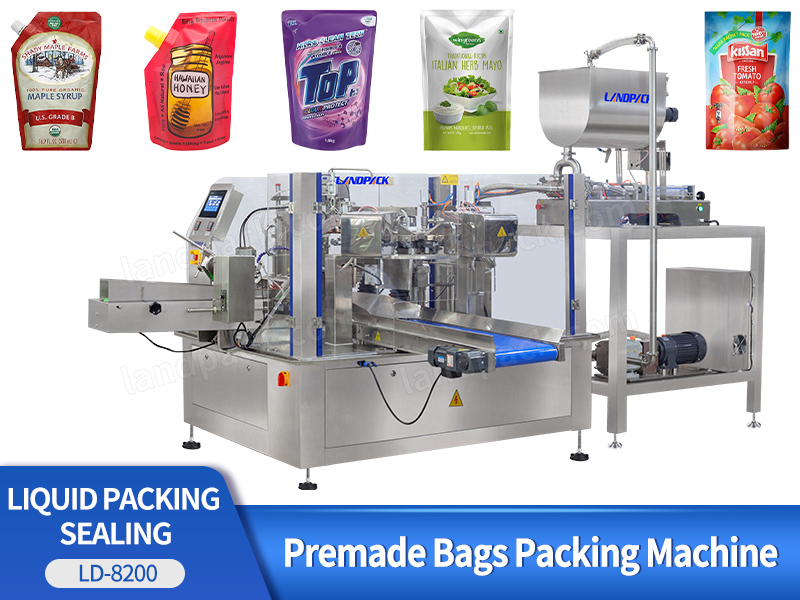 Automatic Liquid Doypack Rotary Pouch Packing Machine For Premade Zipper Stand Up Pouch