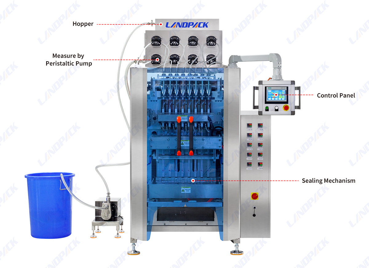 Automatic Multi Lane Honey Stick Packing Machine Liquid Vertical Form Fill Seal Machine