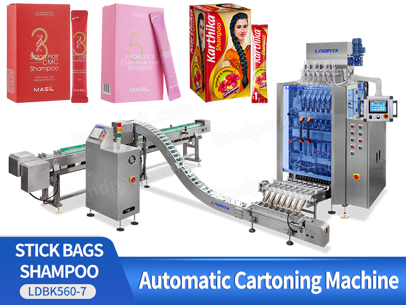 Multi-Lane Liquid Shampoo Stick Packing Machine With Counting Cartoning Line