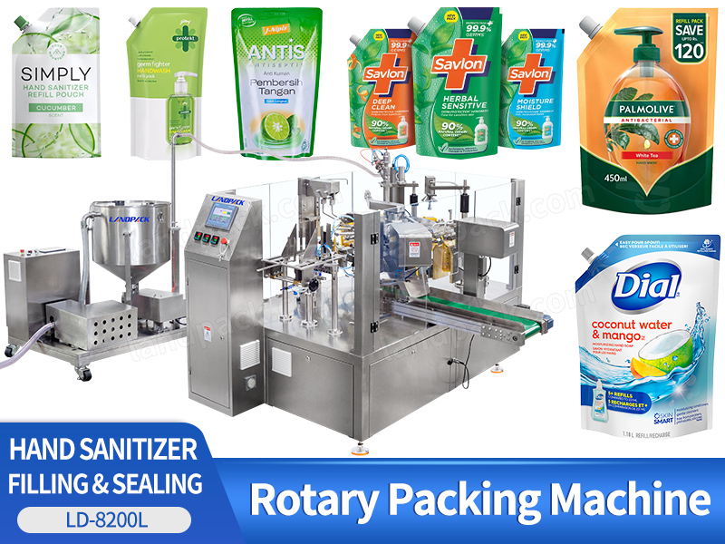 Automatic Hand Sanitizer Rotary Packing Machine Doypack Pouch Filling And Sealling Machine