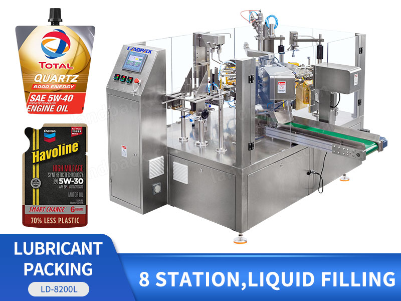 Premade Pouch Lubricant Oil Liquid Automatic Rotary Doypack Packing Machine