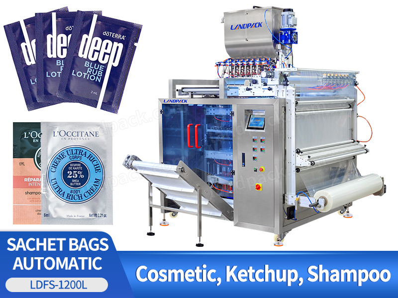 Automatic Multi Lane Lotion Cosmetic Cream Sided Sealing Bag Filling Packing Machine