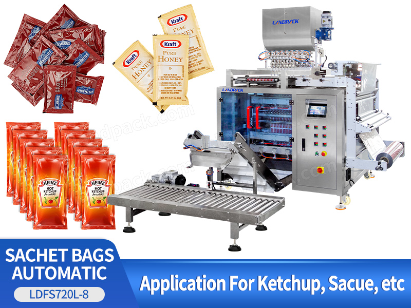 High Speed 6 Lane 3/ 4 Sealing Sachet Pouch Bag Sauce Packing Packaging Machine