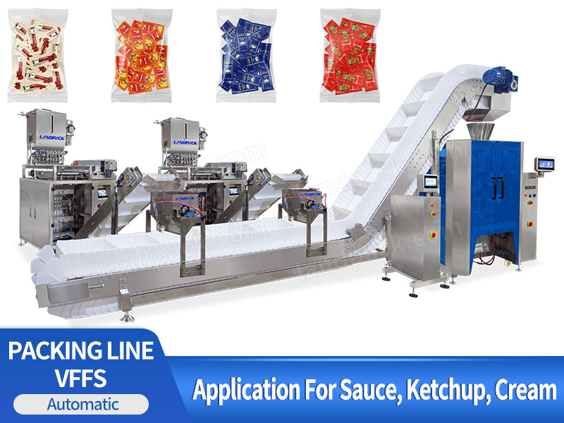 Automatic Multilane Sauce Sachet Counting Into Bag Packaging Line