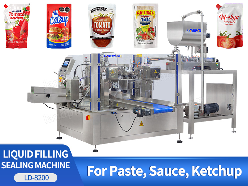 Tomato Paste Rotary Stand Up Bag Doypack Packaging Machine Liquid Ketchup Premade Pouch Filling Machine