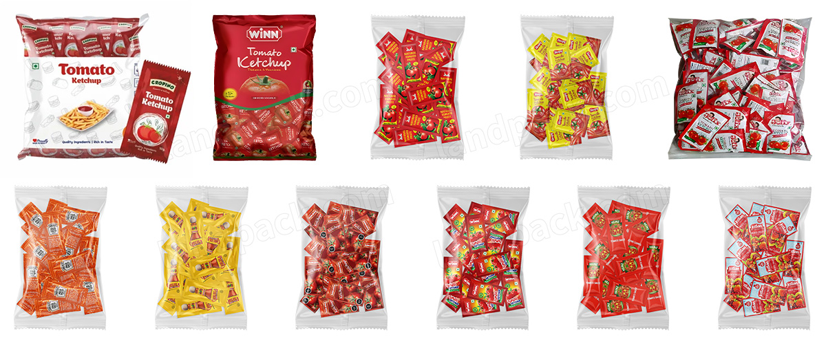 Automatic Multilane Tomato Ketchup Sachet Counting Into Bag Packaging Line