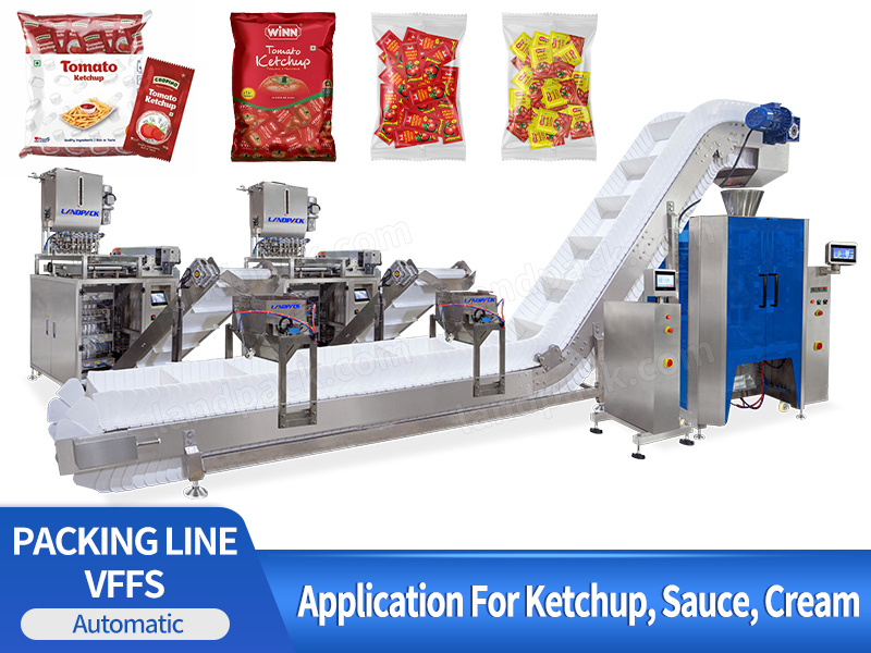 Automatic Multilane Tomato Ketchup Sachet Counting Into Bag Packaging Line