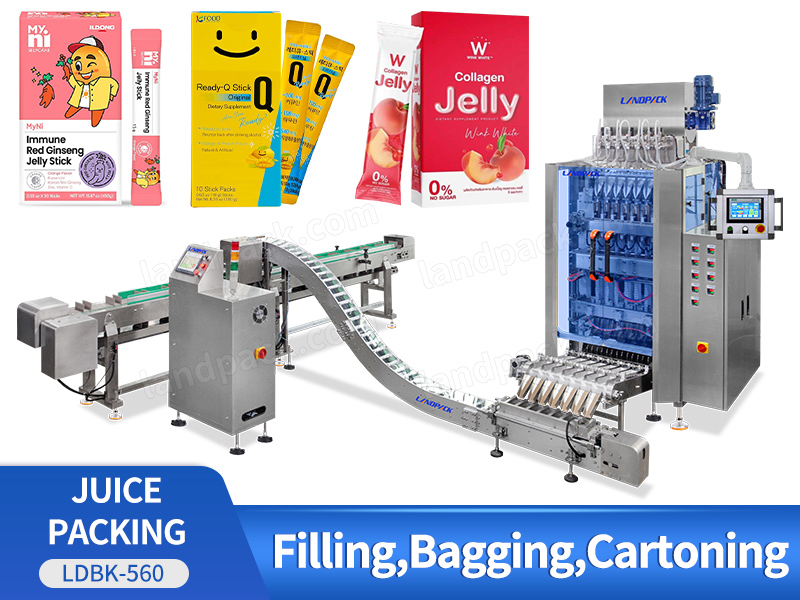 Automatic Multi Track Juice Stick Packing Machine With Counting Cartoning Machine