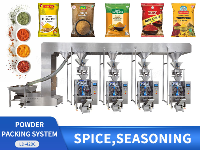 Fully Automatic Spice Powder Pouch Vertical Packing Machine Powder Packaging Line