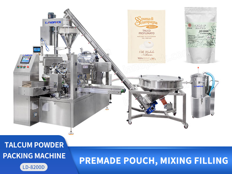 Automatic Talcum Powder Doypack Premade Bag Mixing Filling Sealing Machine