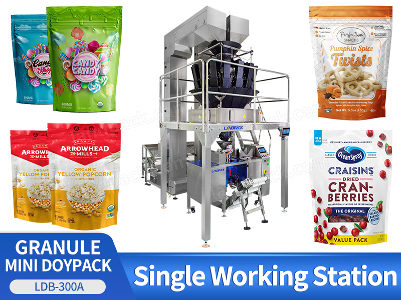 Fully Automatic Granule Mini Doypack Premade Pouch Packing Machine With Teflon Weigher