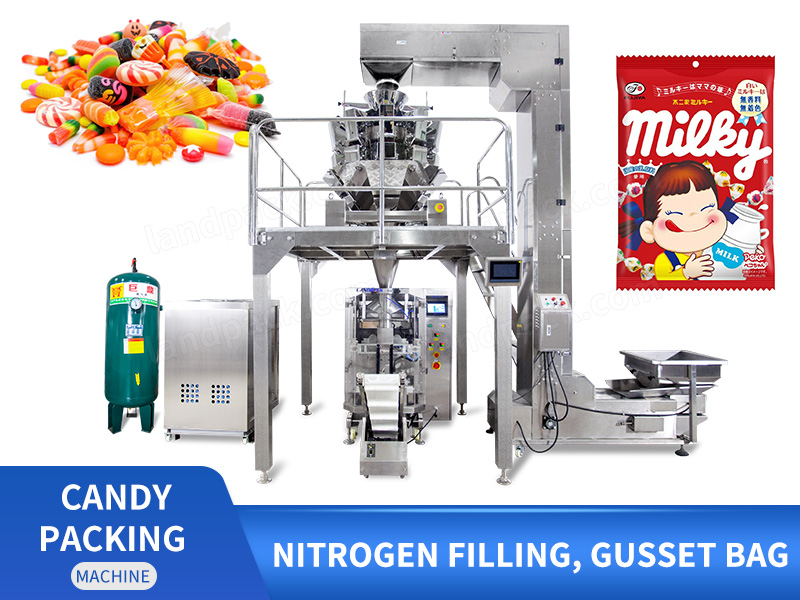 Automatic Vffs Multihead Weigher Candy Gummy Filling Packaging Machine Vertical Pillow Bag Packing Machine