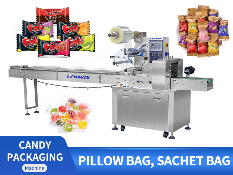 High Quality Automatic Flow Packaging Pack Wrapping Machine For Candy Gummy