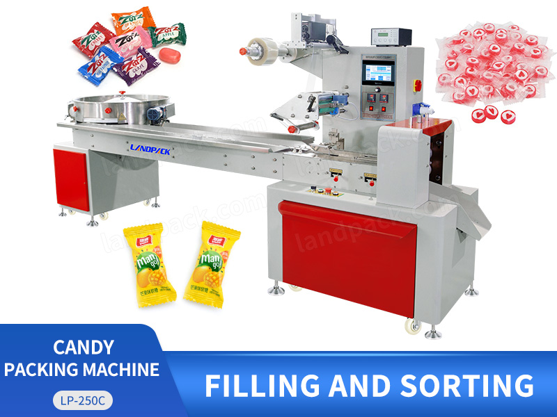 High Speed Candy Flow Wrapping Packing Machine With Turnable Feeder