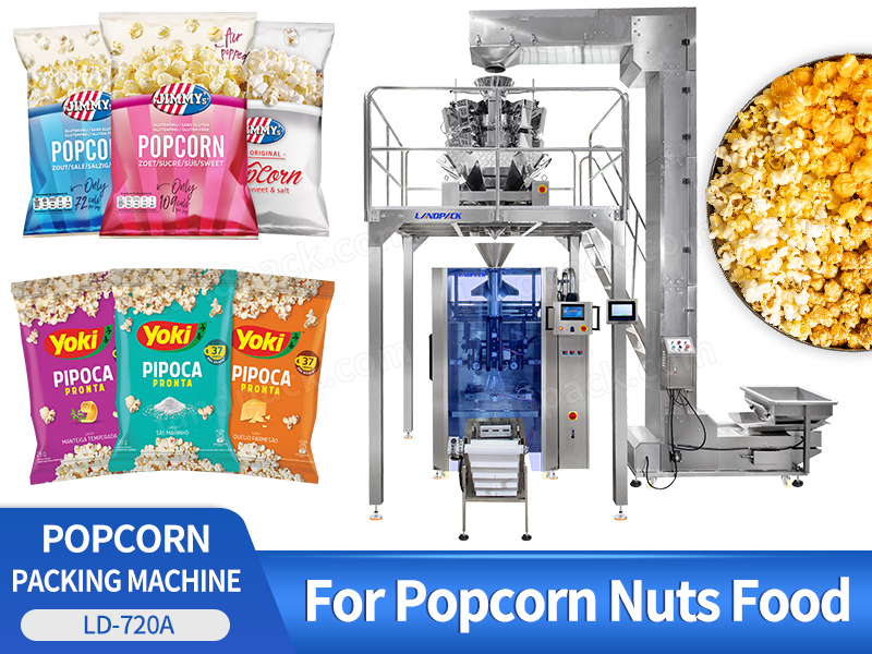 Fully Automatic Multifunctional Vertical Popcorn Granule Snack Packaging Packing Machine With Nitrogen Filling Device