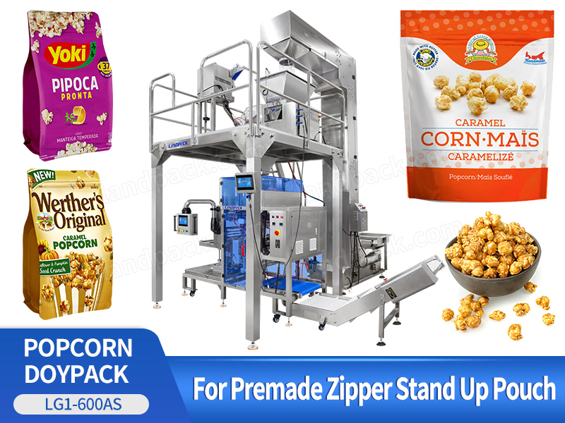 Automatic Popcorn Grain Rice Premade Stand Up Pouch Filling Packing Machine