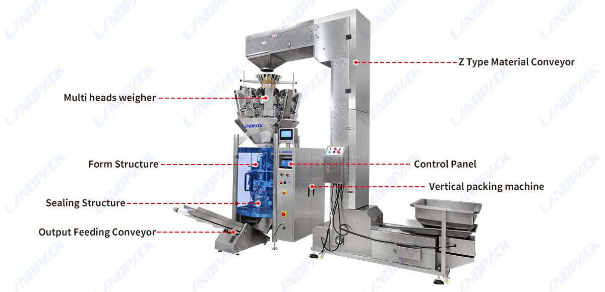 Automatic Weighing Banana Chips Packaging Potato Chips Dry Food Packing Machine With Nitrogen Device