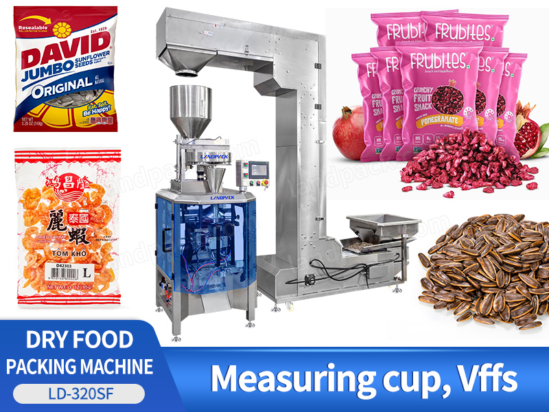 Automatic Vertical Form Fill Seal Sunflower Seeds Dry Food Packing Machine With Volumetric Cups