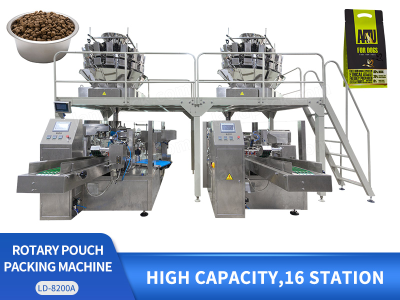 High Efficiency Dog Pet Food Rotary Doypack Packing Packaging machine Line