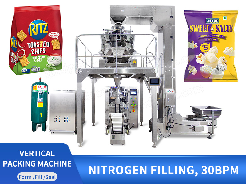 Multihead Weigher Automatic Nitrogen Filling Granule Vertical Fill Form Seal FFS Pouch Packing Machine