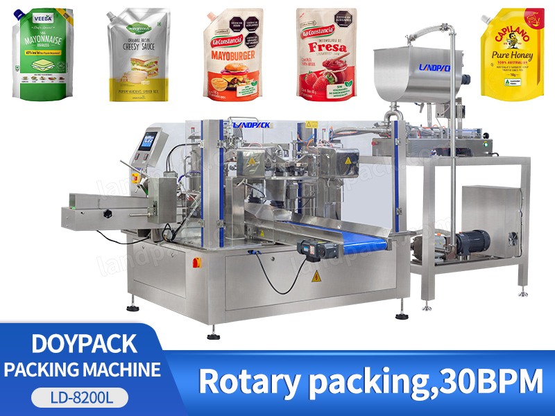 Automatic Rotary Stand Up Bag Packaging Machine Liquid Ketchup Premade Pouch Doypack Filling Machine