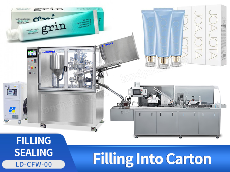 Automatic Piston Pump Rotary Cosmetic Plastic Soft Tube Filling And Sealing Machine With Cartoning Machine