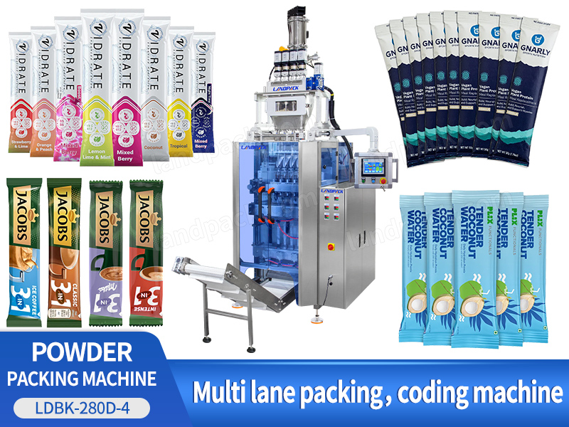 5g 10g Automatic Multi Lane Mixing Powder Filling Packing Machine With Coding Machine