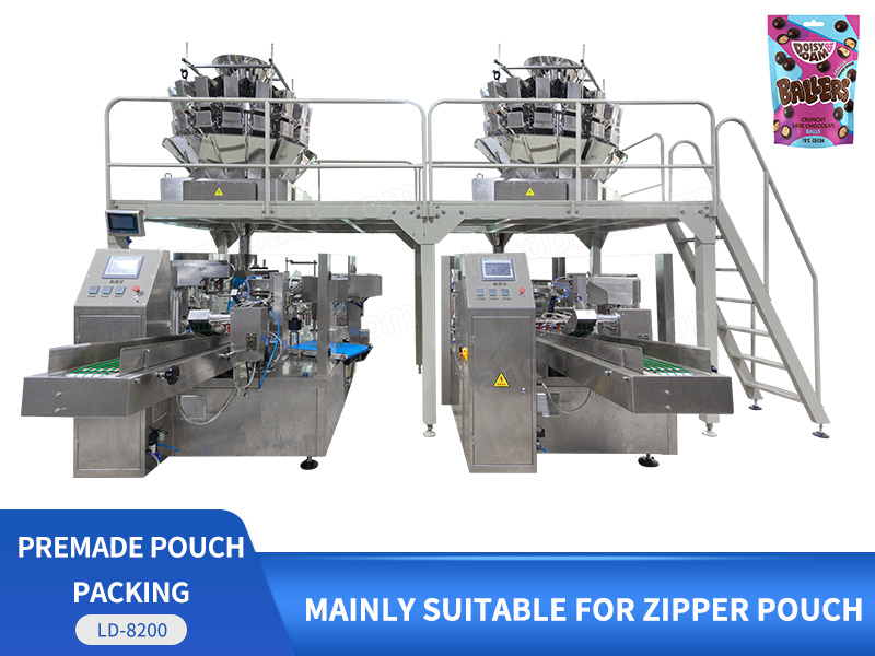 High Efficiency Granule Rotary Doypack Packing Zipper Pouch Packaging Machine Line