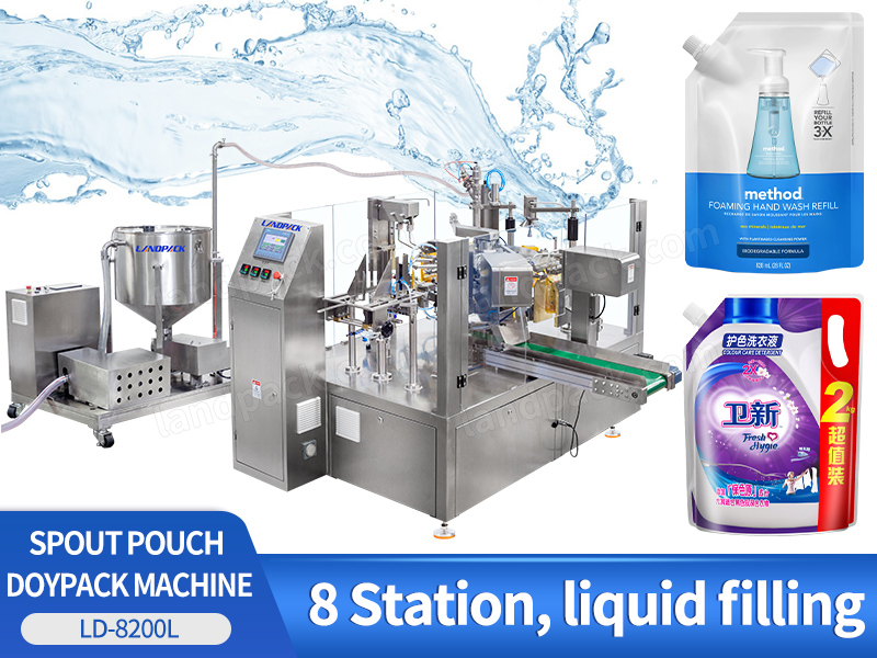 Automatic Rotary Spout Pouch Liquid Filling Sealing Machine Premade Spout Pouch Filling Packing Machine